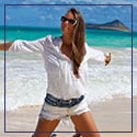 white shirt on beach