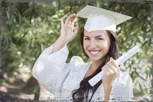 StandUpGirl graduate in cap and gown holding diploma